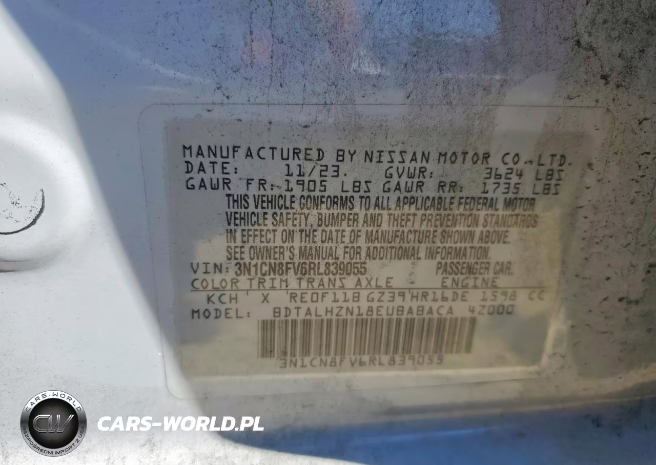 2024 Nissan Versa Sr VIN:3N1CN8FV6RL839055 - 12