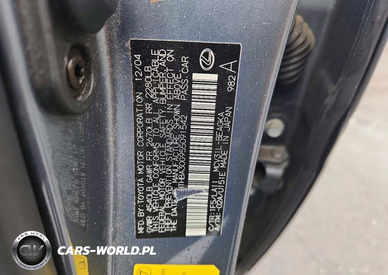 2005 Lexus Es 330 VIN:JTHBA30G955091542 - 12