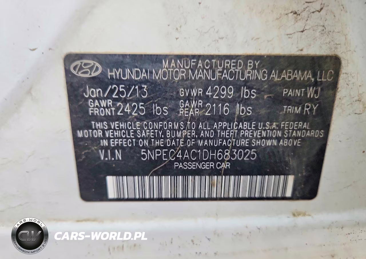 2013 Hyundai Sonata Se VIN:5NPEC4AC1DH683025 - 12