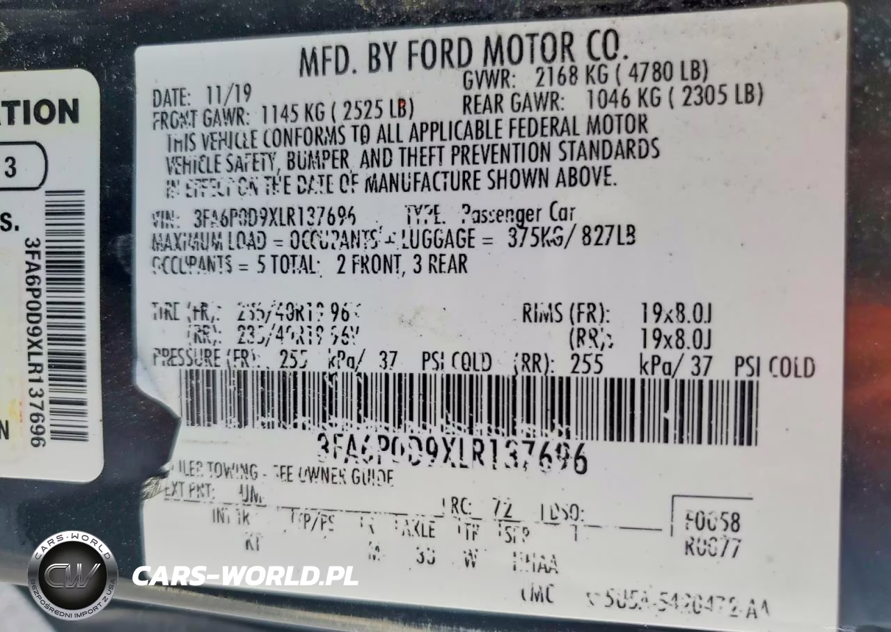 2020 Ford Fusion Titanium VIN:3FA6P0D9XLR137696 - 12