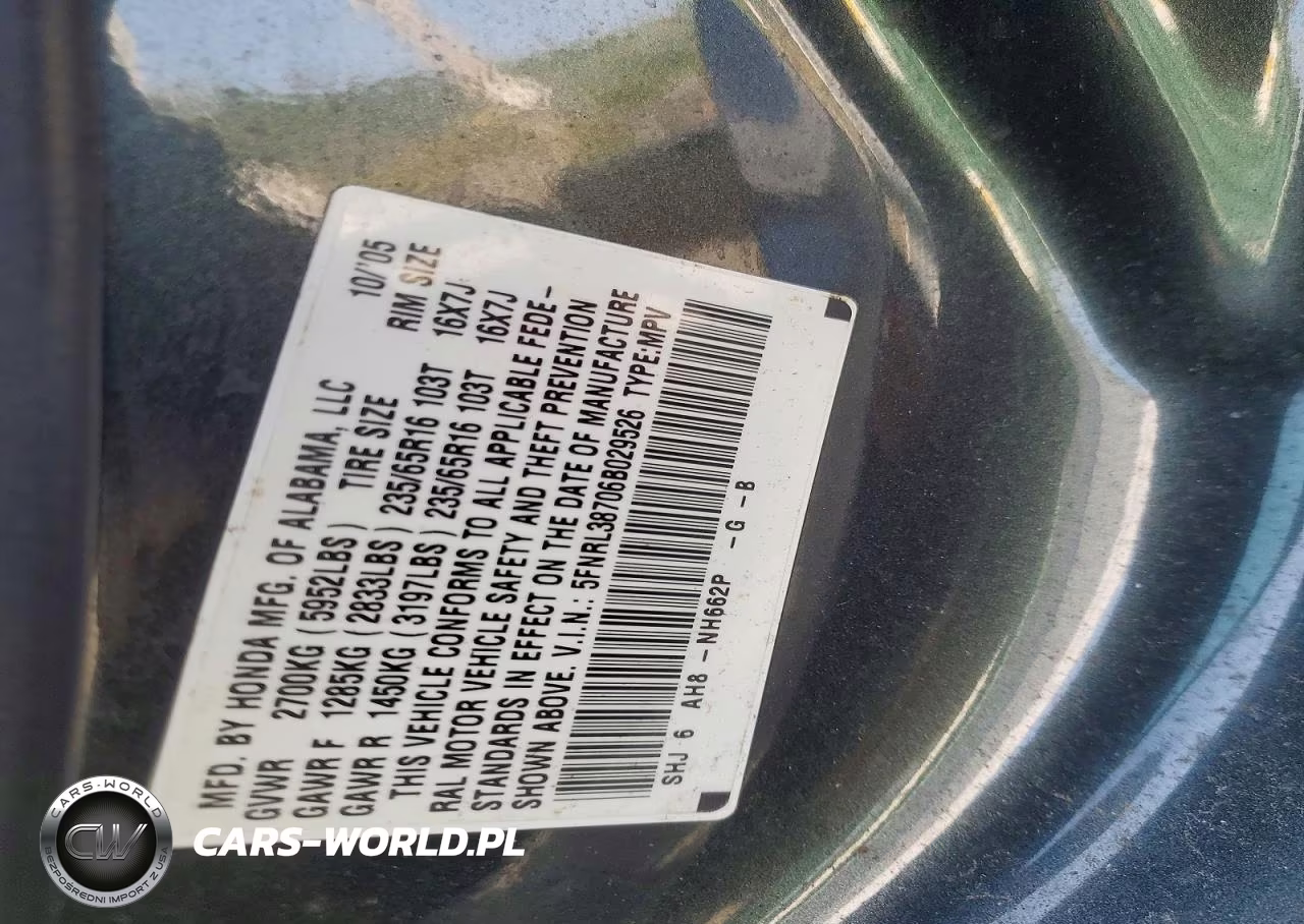 2006 Honda Odyssey Exl VIN:5FNRL38706B029526 - 13