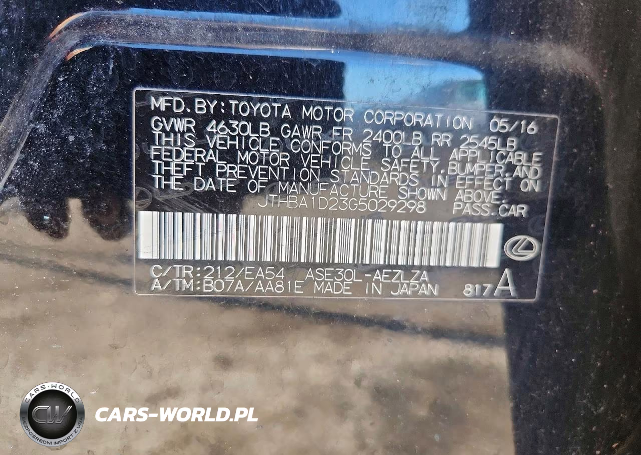 2016 Lexus Is 200T VIN:JTHBA1D23G5029298 - 12