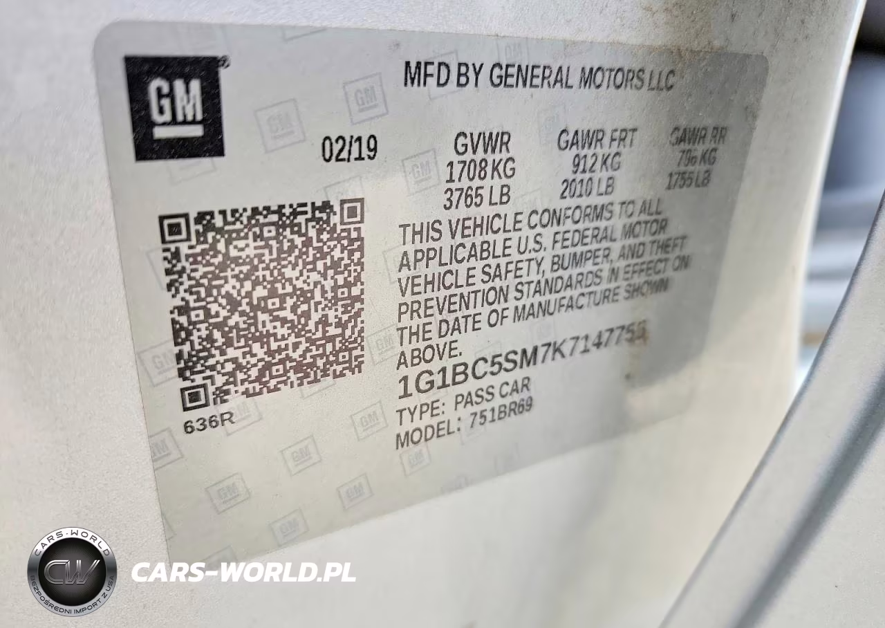2019 Chevrolet Cruze Ls VIN:1G1BC5SM7K7147755 - 12