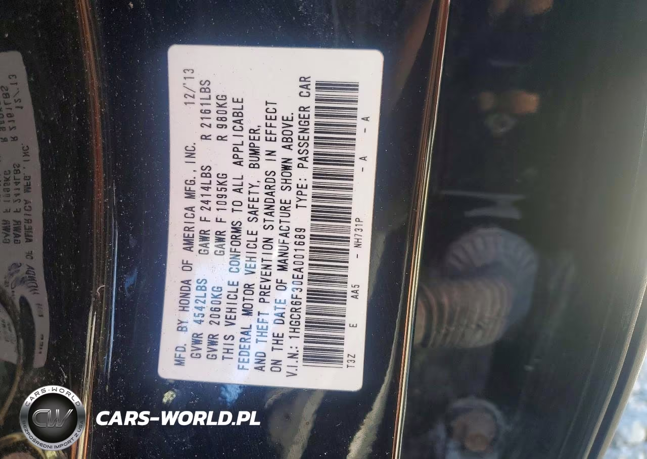2014 Honda Accord Hybrid VIN:1HGCR6F30EA001689 - 12