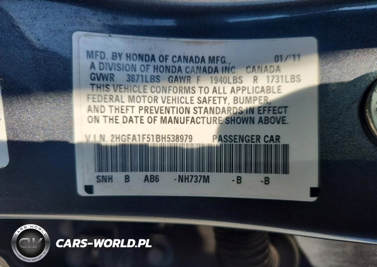 2011 Honda Civic Lx VIN:2HGFA1F51BH538979 - 12