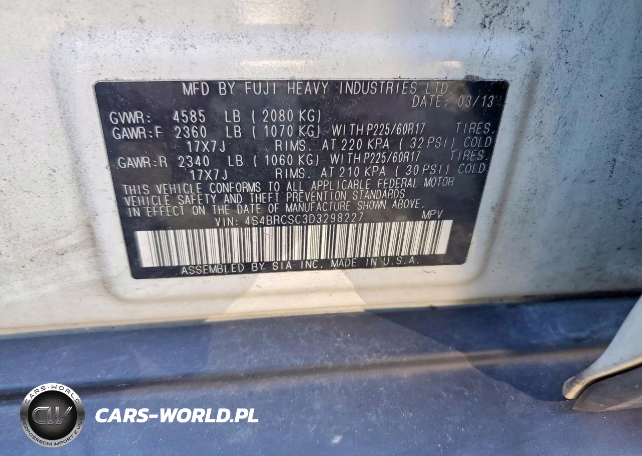 2013 Subaru Outback 2.5I Limited VIN:4S4BRCSC3D3298227 - 13