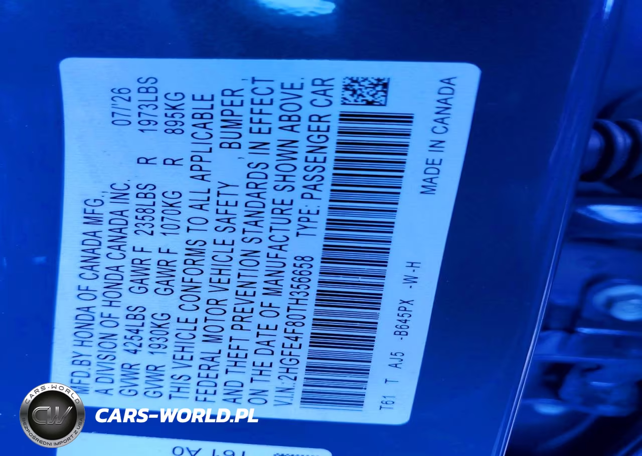 2026 Honda Civic Sport VIN:2HGFE4F80TH356658 - 12