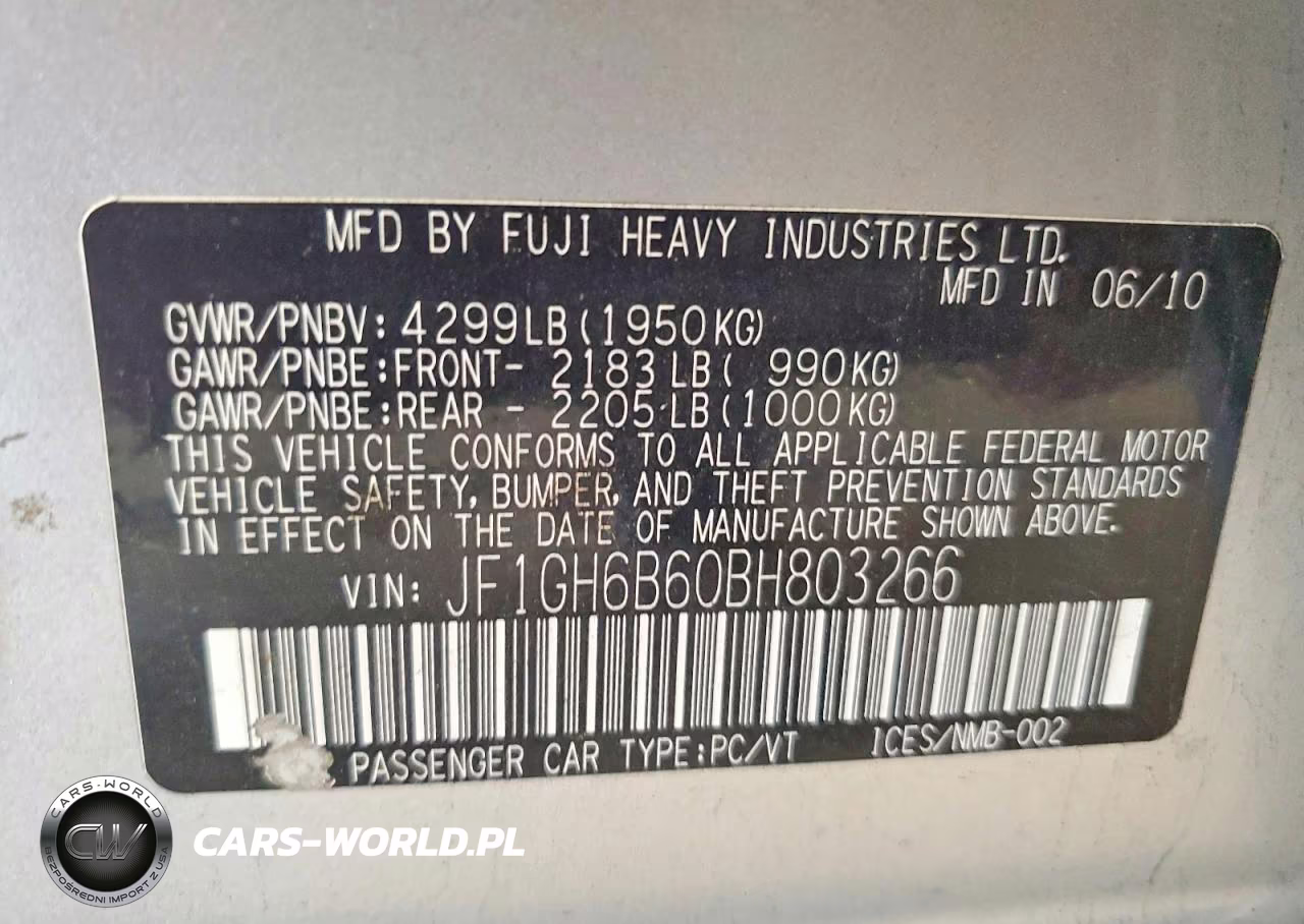2011 Subaru Impreza 2.5I Premium VIN:JF1GH6B60BH803266 - 12