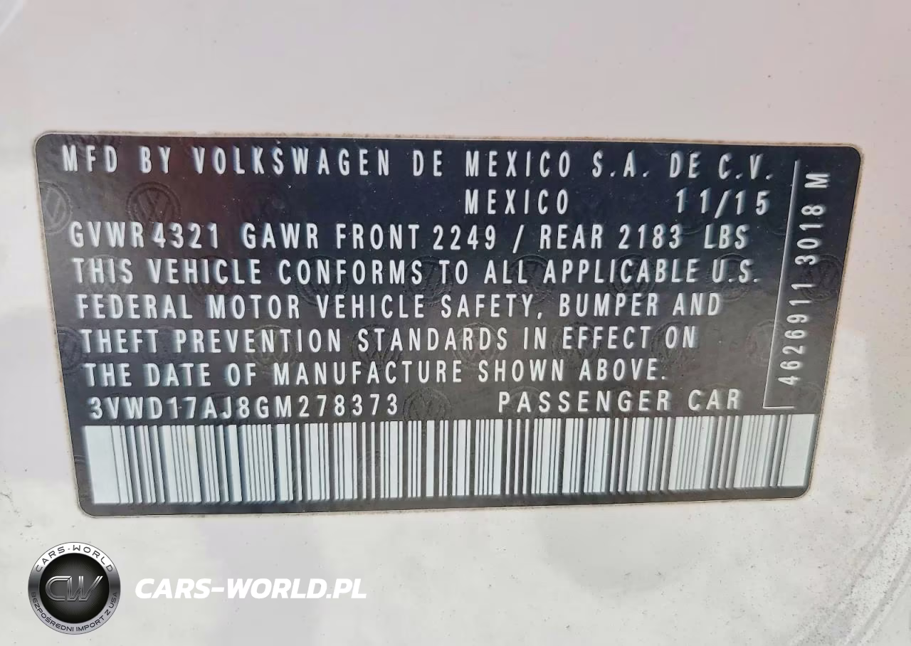 2016 Volkswagen Jetta Sport VIN:3VWD17AJ8GM278373 - 12