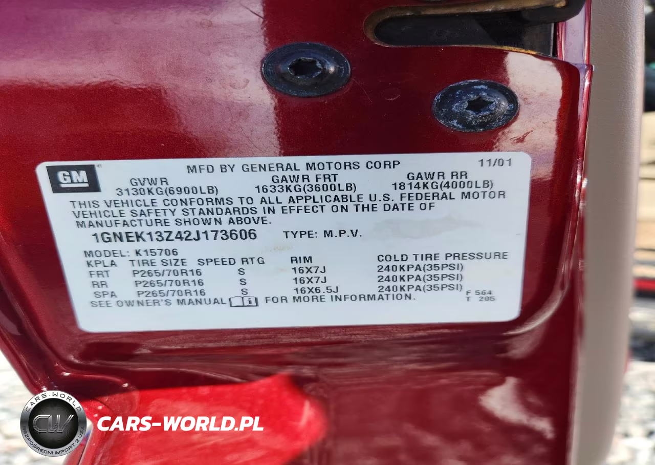 2002 Chevrolet Tahoe K1500 VIN:1GNEK13Z42J173606 - 13