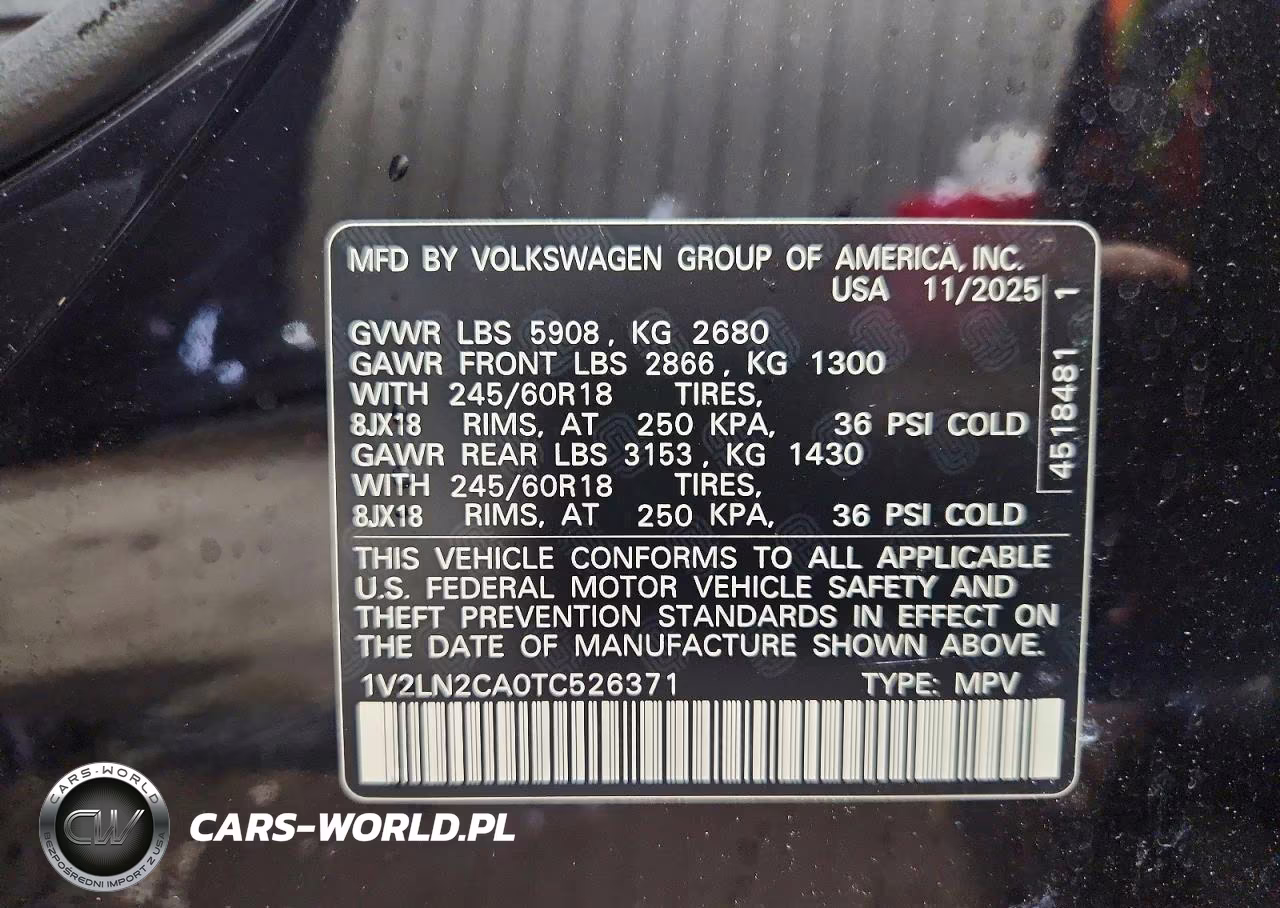 2026 Volkswagen Atlas Se VIN:1V2LN2CA0TC526371 - 13