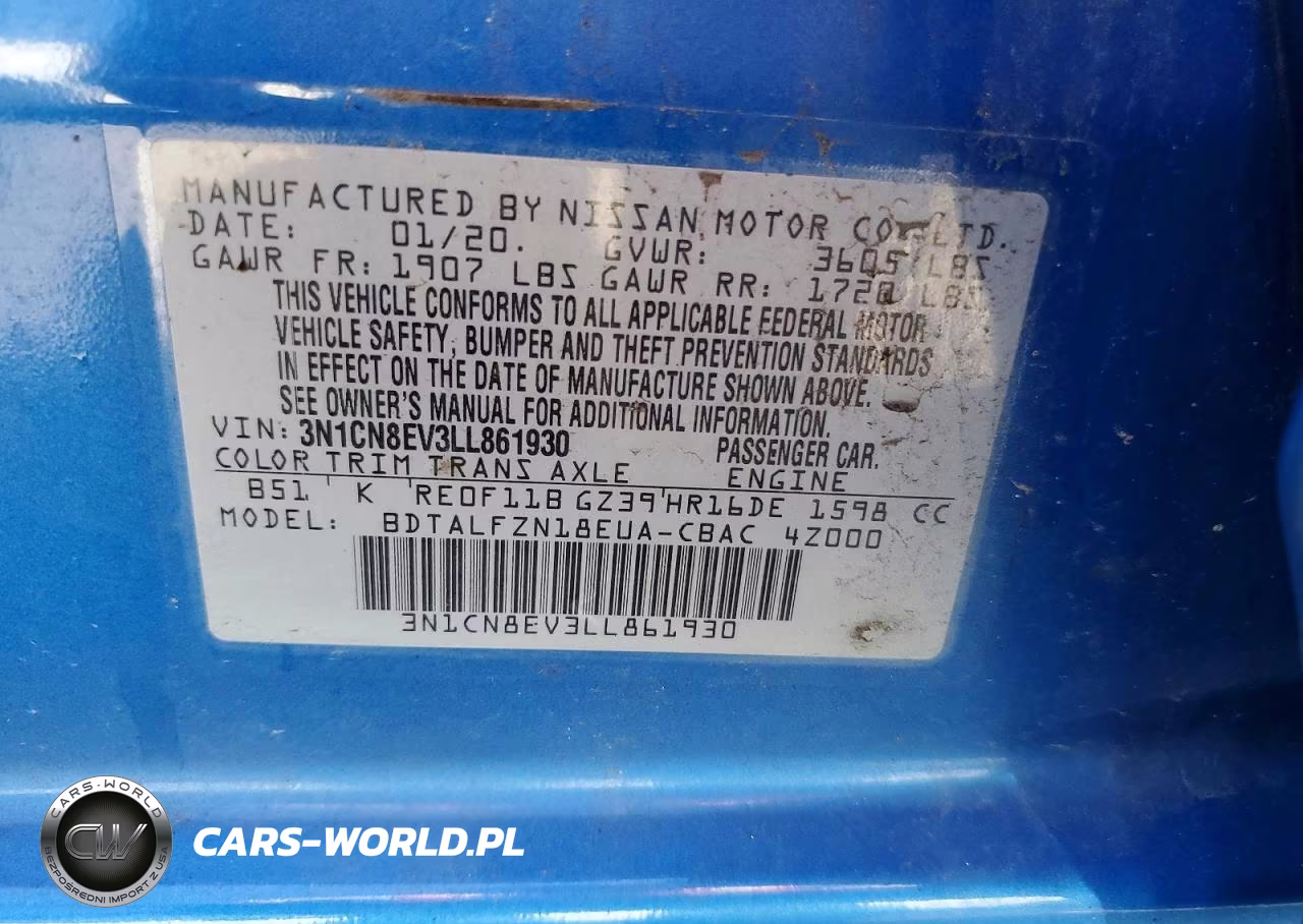 2020 Nissan Versa Sv VIN:3N1CN8EV3LL861930 - 13