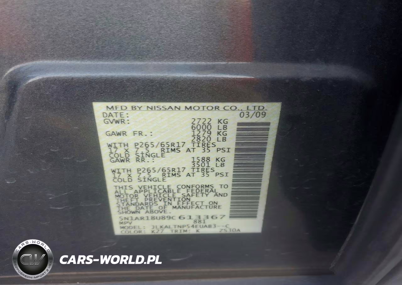 2009 Nissan Pathfinder S VIN:5N1AR18U89C613367 - 12