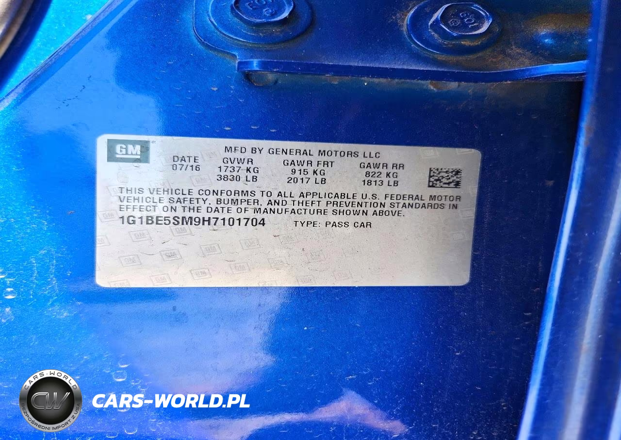 2017 Chevrolet Cruze Lt VIN:1G1BE5SM9H7101704 - 12