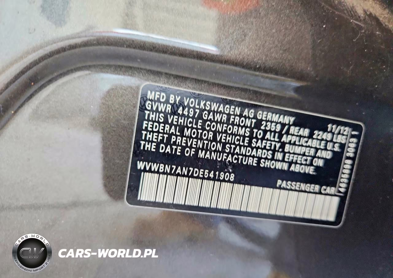 2013 Volkswagen Cc Sport VIN:WVWBN7AN7DE541908 - 13