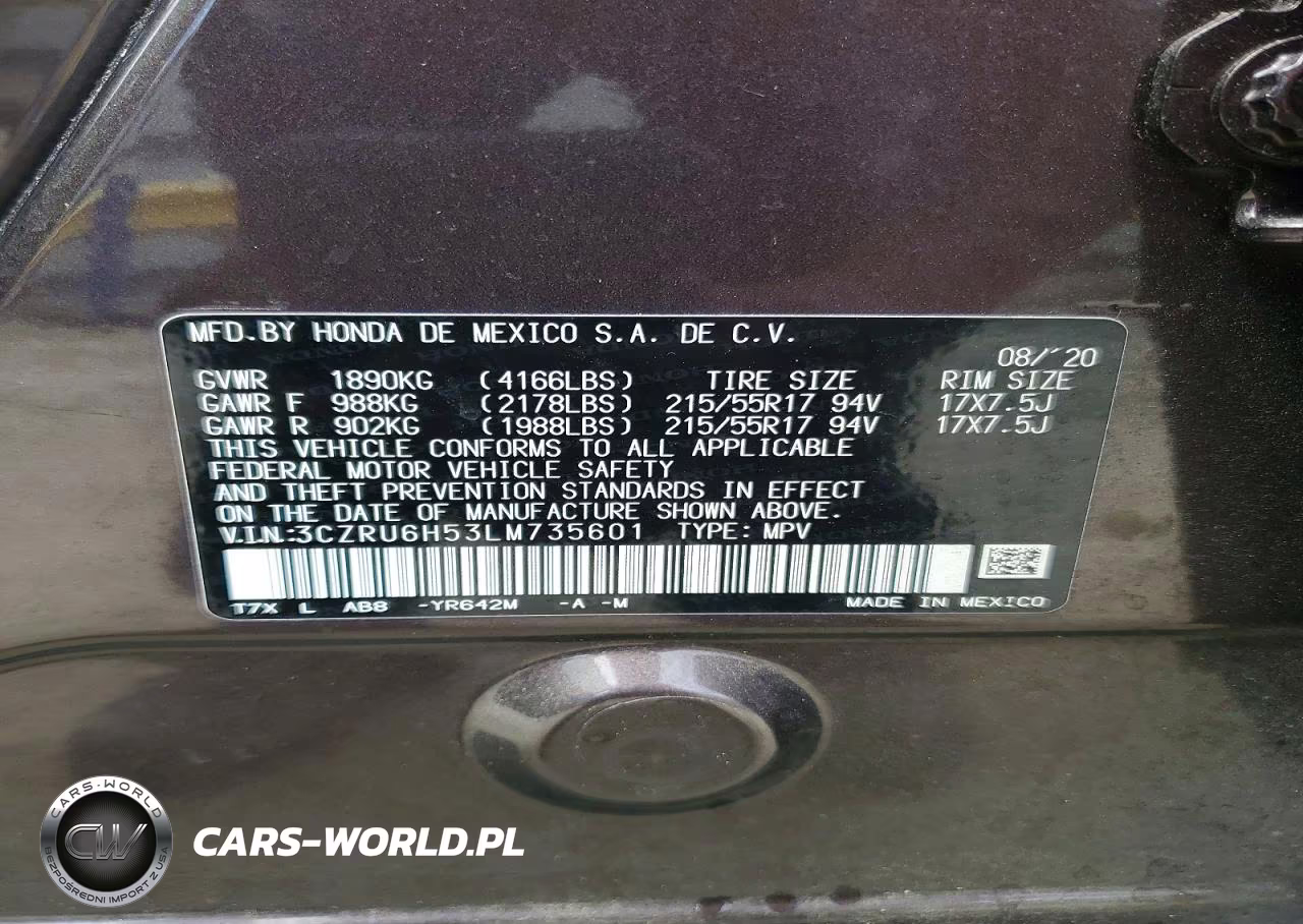 2020 Honda Hr-V Ex VIN:3CZRU6H53LM735601 - 13