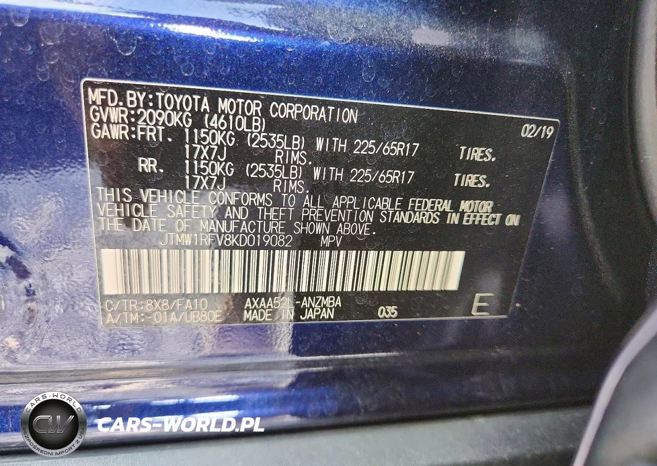 2019 Toyota Rav4 Xle VIN:JTMW1RFV8KD019082 - 12