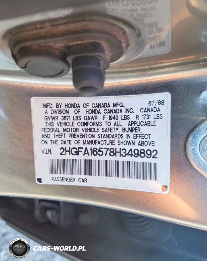2008 Honda Civic Lx VIN:2HGFA16578H349892 - 12