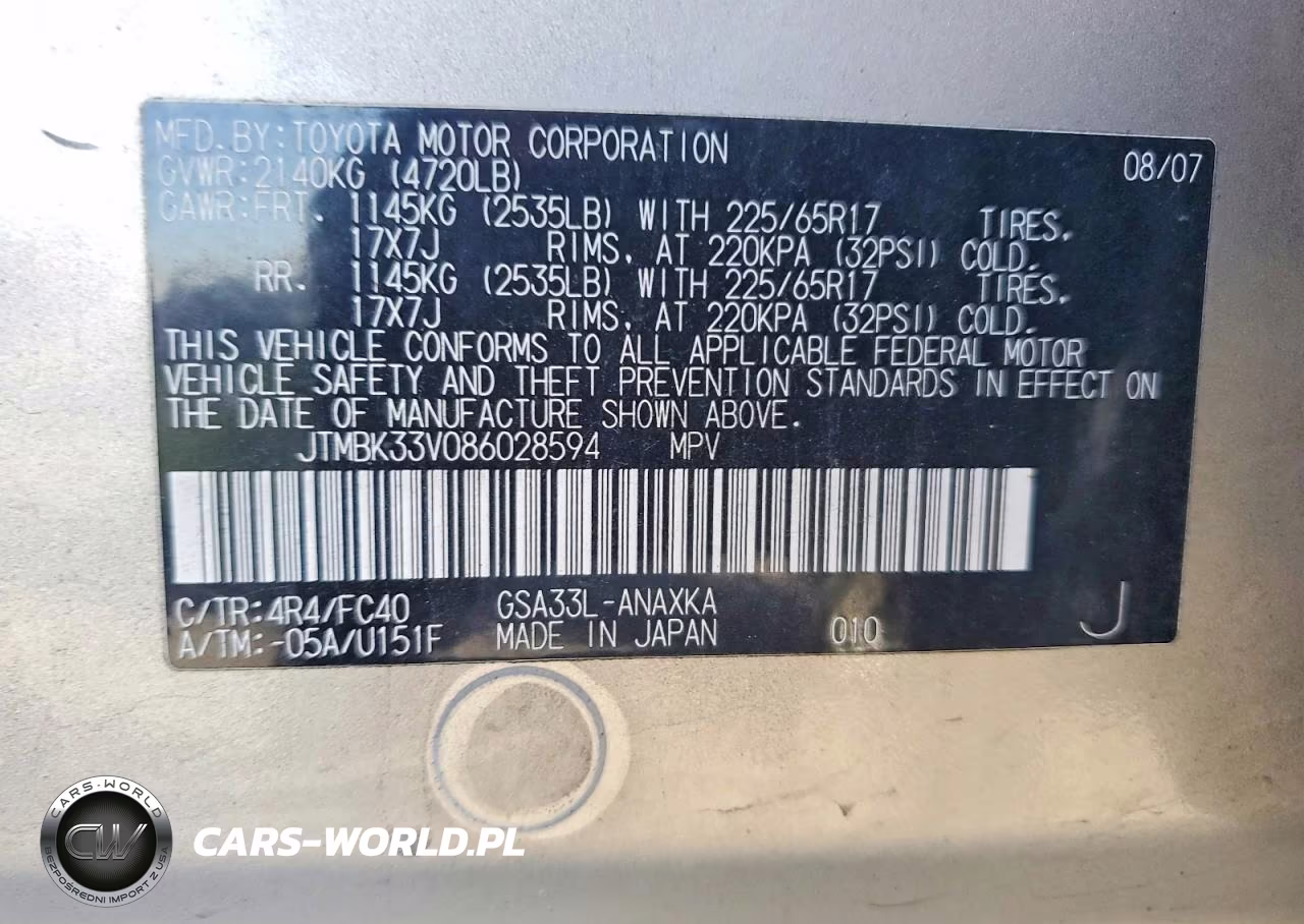 2008 Toyota Rav4 Base VIN:JTMBK33V086028594 - 13