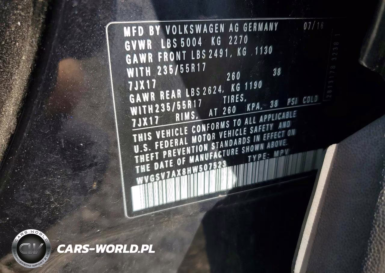 2017 Volkswagen Tiguan Wolfsburg VIN:WVGSV7AX8HW507523 - 13