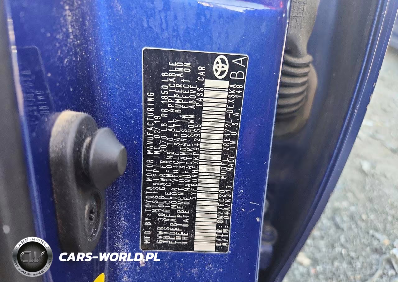 2019 Toyota Corolla Se VIN:5YFBURHEXKP942955 - 12