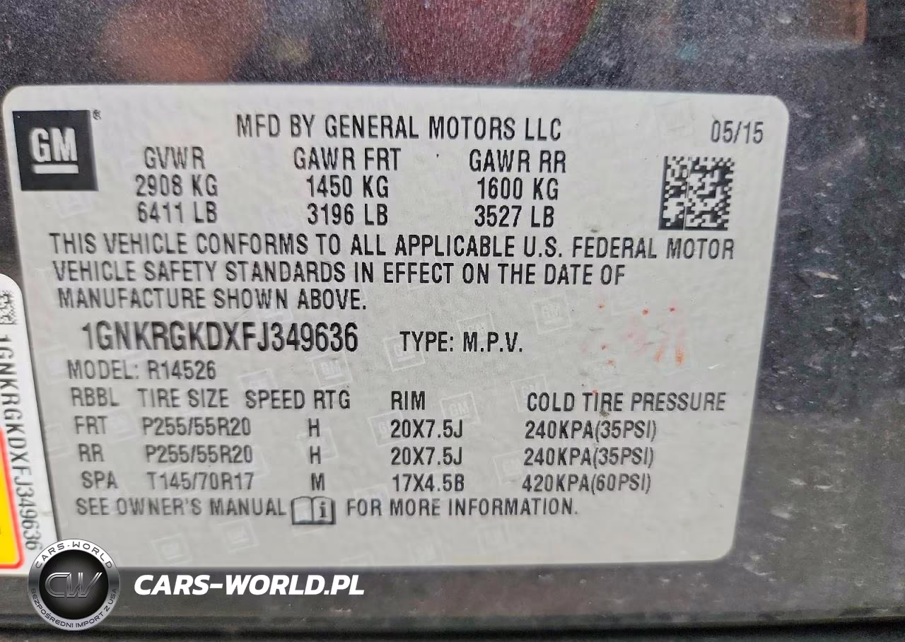 2015 Chevrolet Traverse Lt VIN:1GNKRGKDXFJ349636 - 13