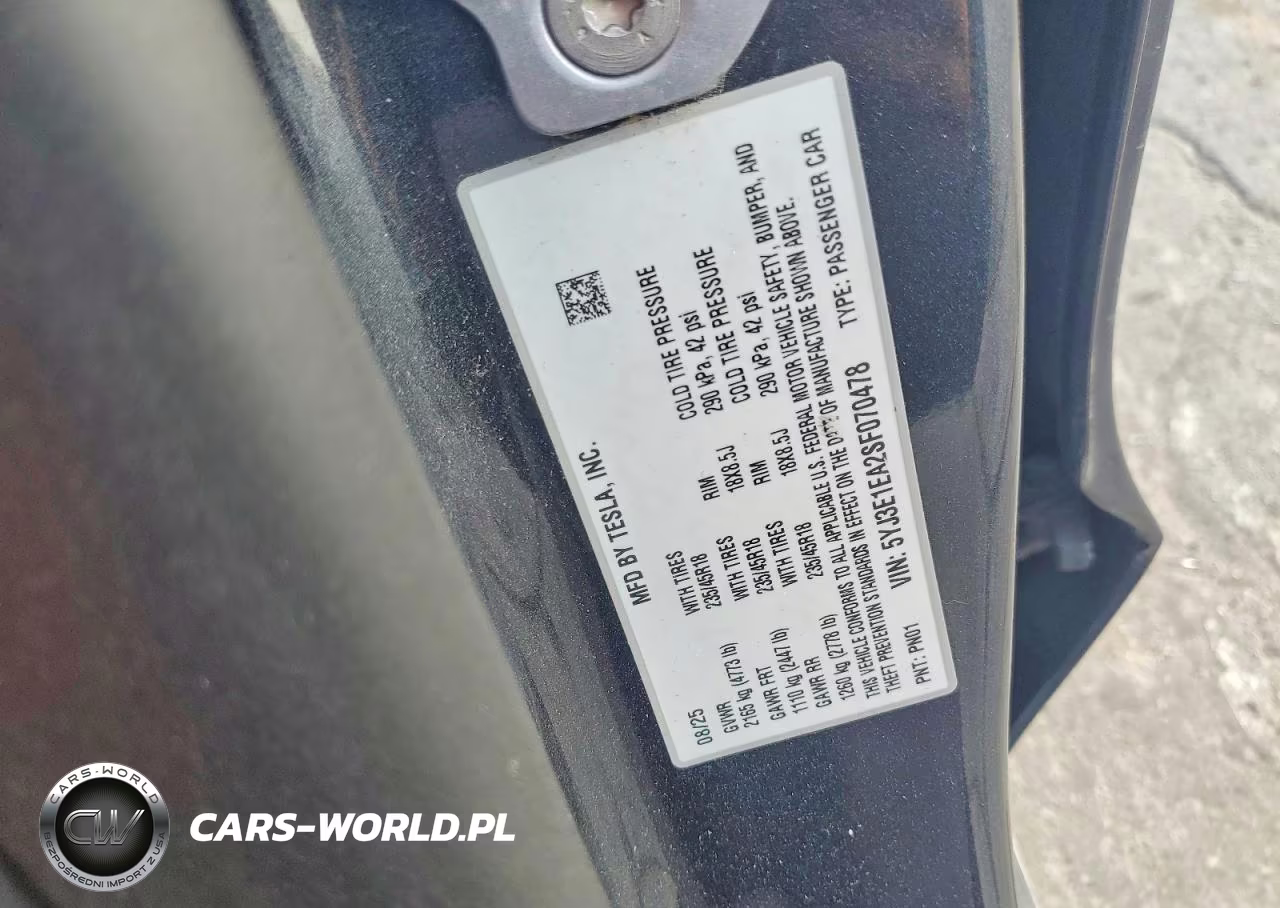 2025 Tesla Model 3 Long Range Rear-Wheel Drive-Standard Rear-Wheel Drive VIN:5YJ3E1EA2SF070478 - 13
