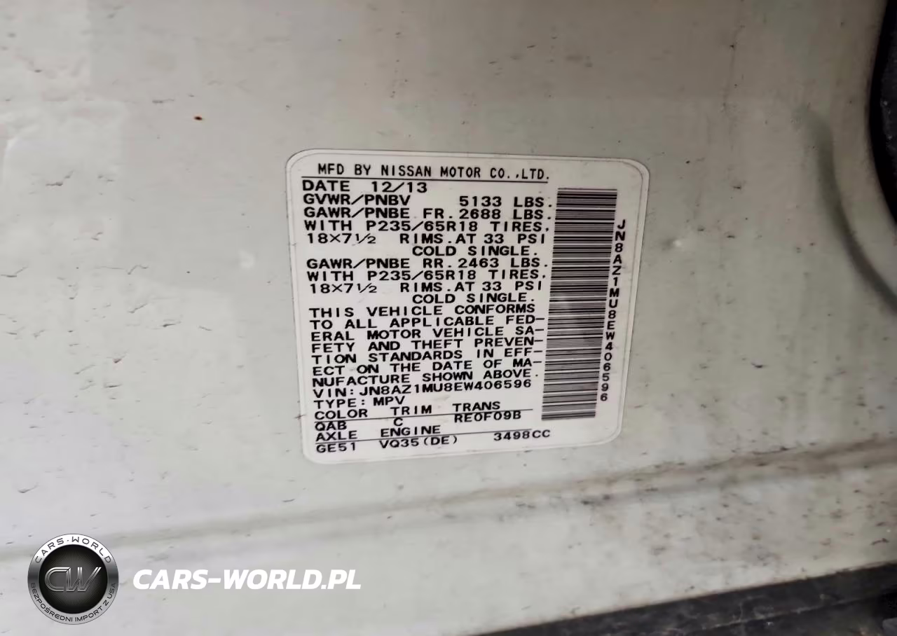2014 Nissan Murano S VIN:JN8AZ1MU8EW406596 - 13