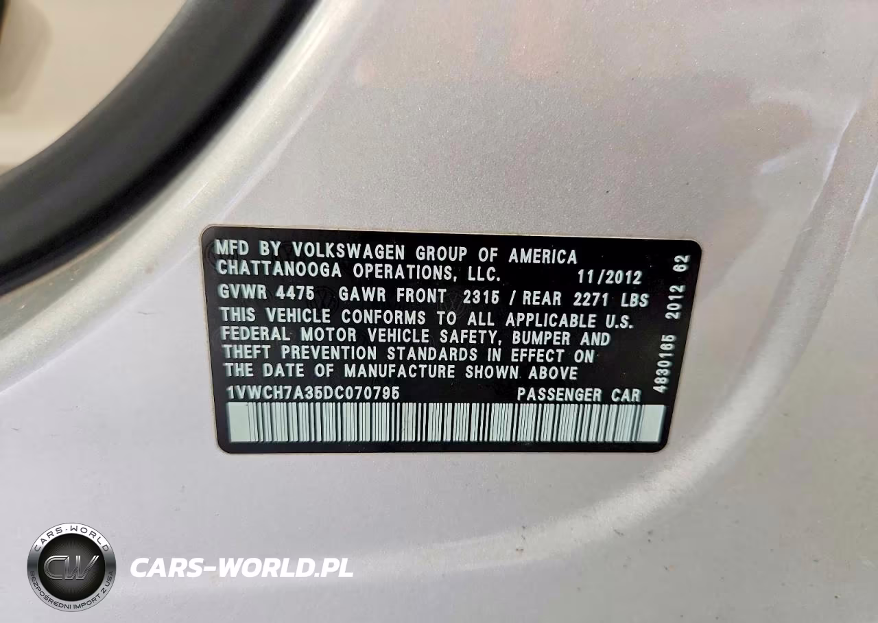 2013 Volkswagen Passat Sel VIN:1VWCH7A35DC070795 - 13