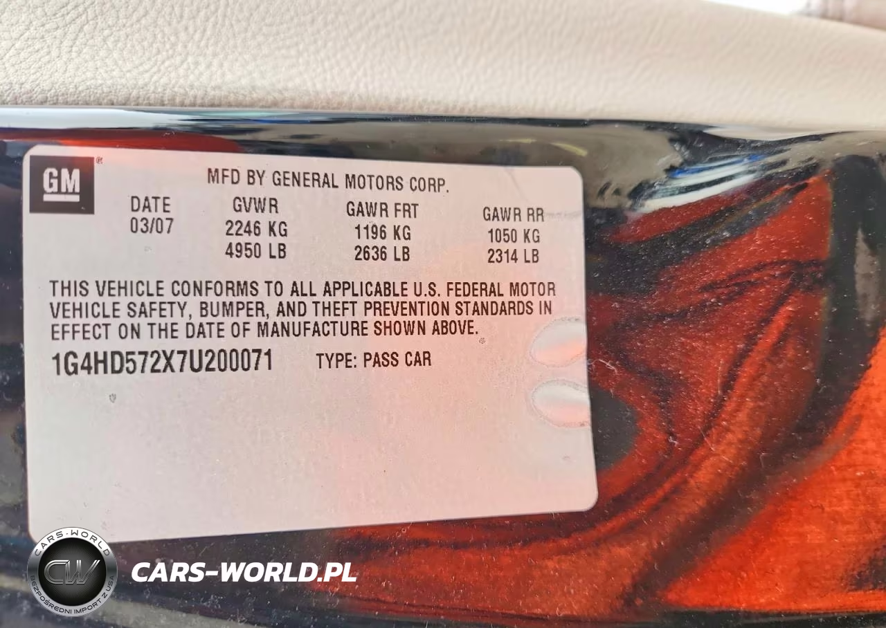 2007 Buick Lucerne Cxl VIN:1G4HD572X7U200071 - 12