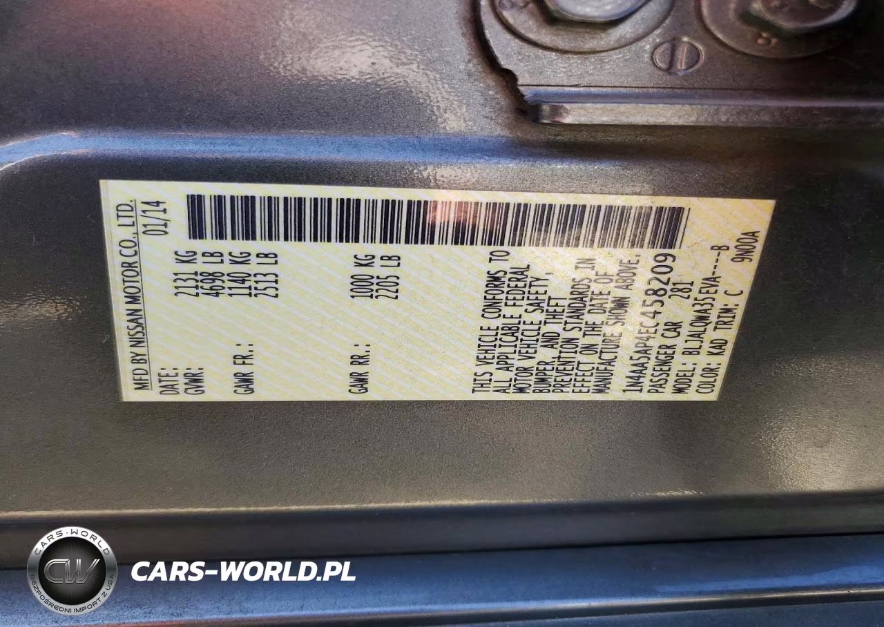 2014 Nissan Maxima 3.5 S VIN:1N4AA5AP4EC458209 - 13