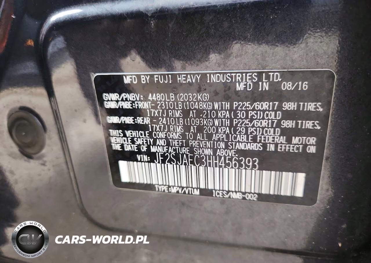2017 Subaru Forester 2.5I Premium VIN:JF2SJAEC3HH456393 - 12