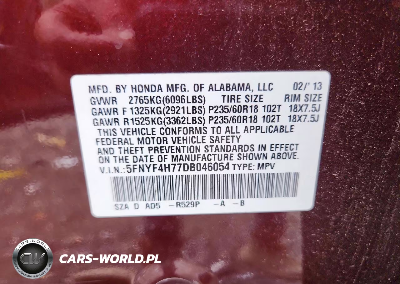 2013 Honda Pilot Exln VIN:5FNYF4H77DB046054 - 13