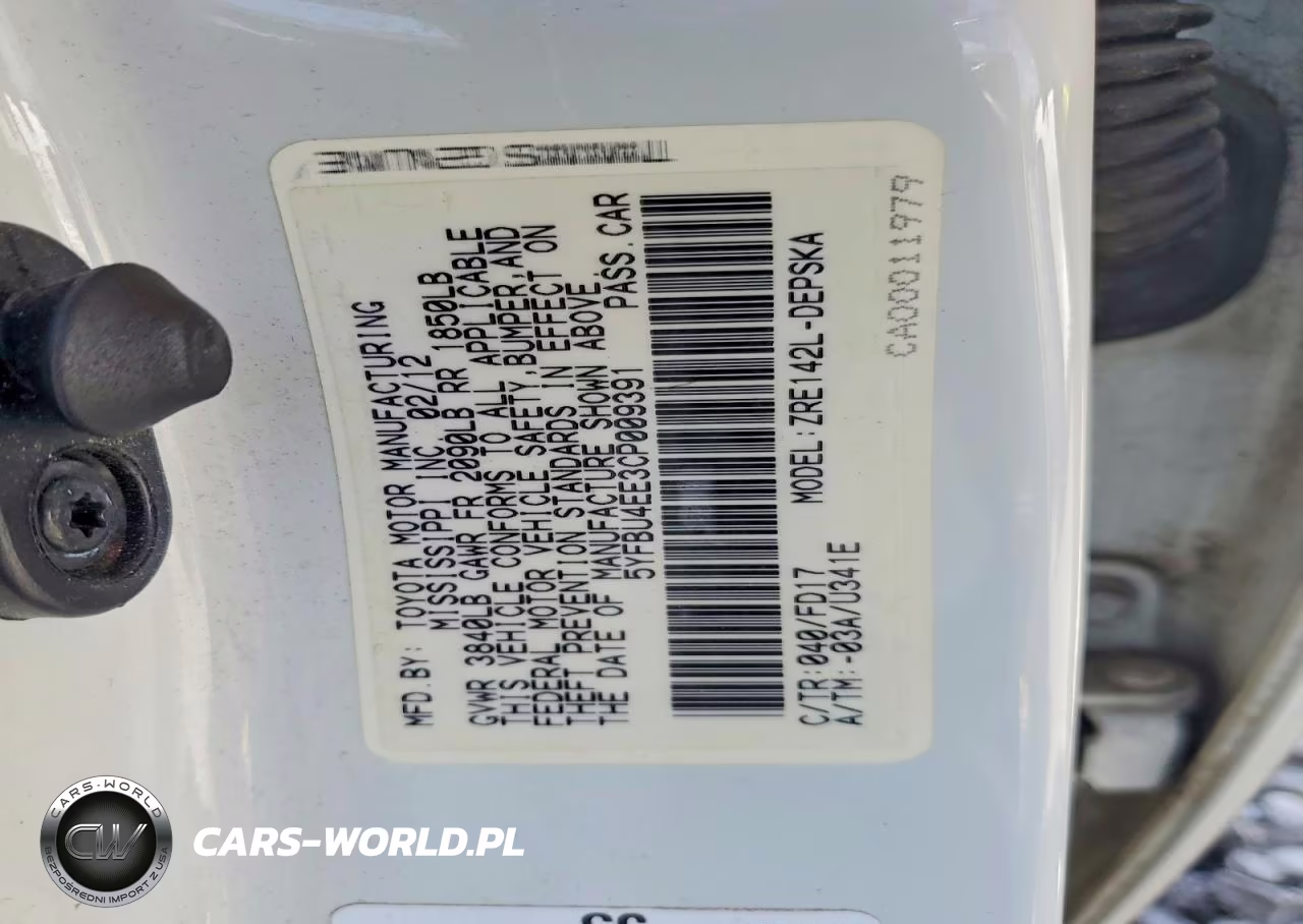 2012 Toyota Corolla S VIN:5YFBU4EE3CP009391 - 12