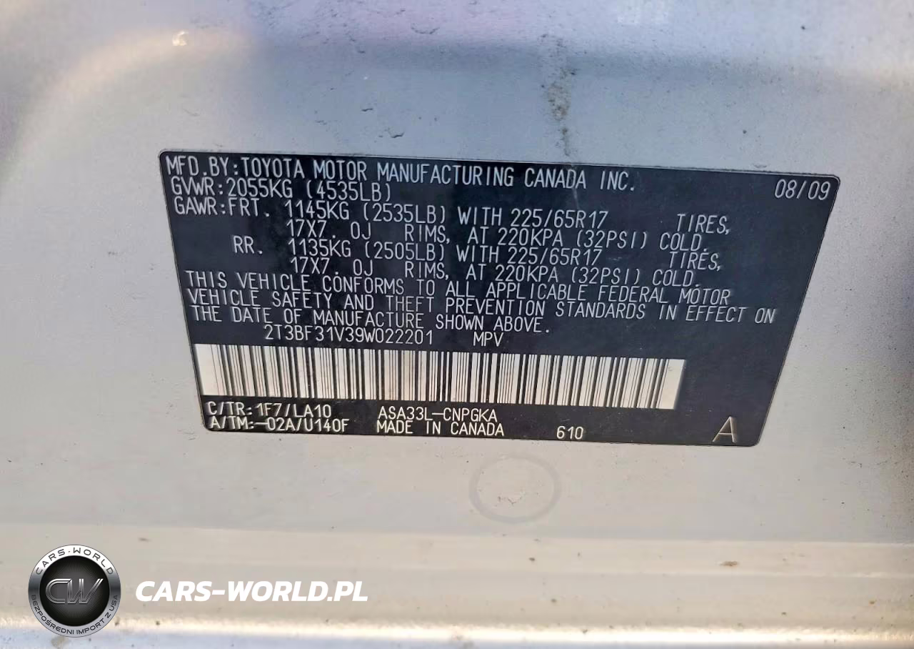 2009 Toyota Rav4 Limited VIN:2T3BF31V39W022201 - 13