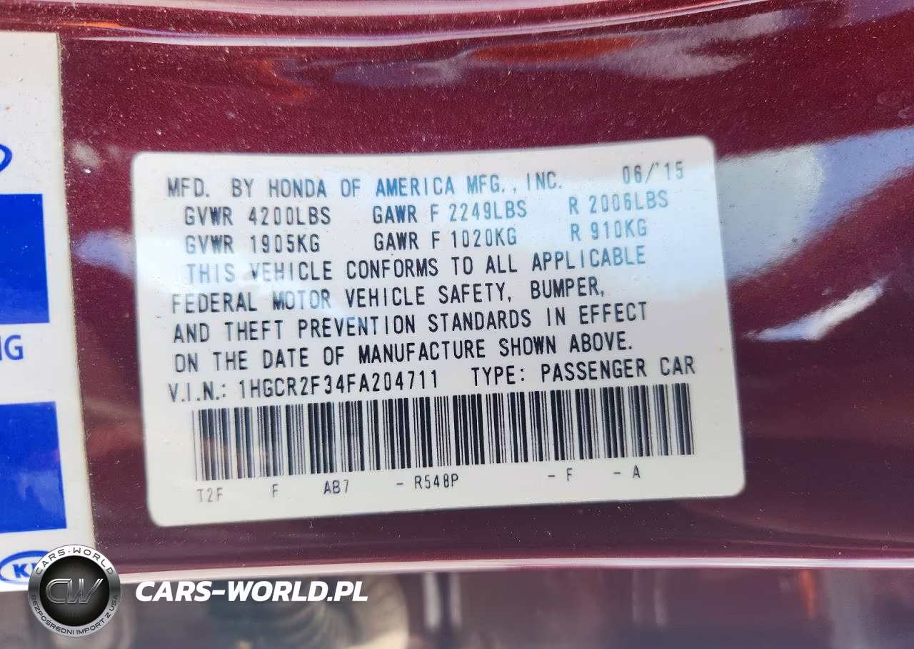 2015 Honda Accord Lx VIN:1HGCR2F34FA204711 - 13