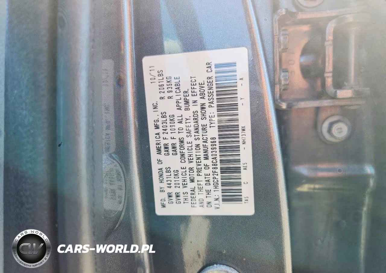 2012 Honda Accord Exl VIN:1HGCP2F88CA039968 - 12