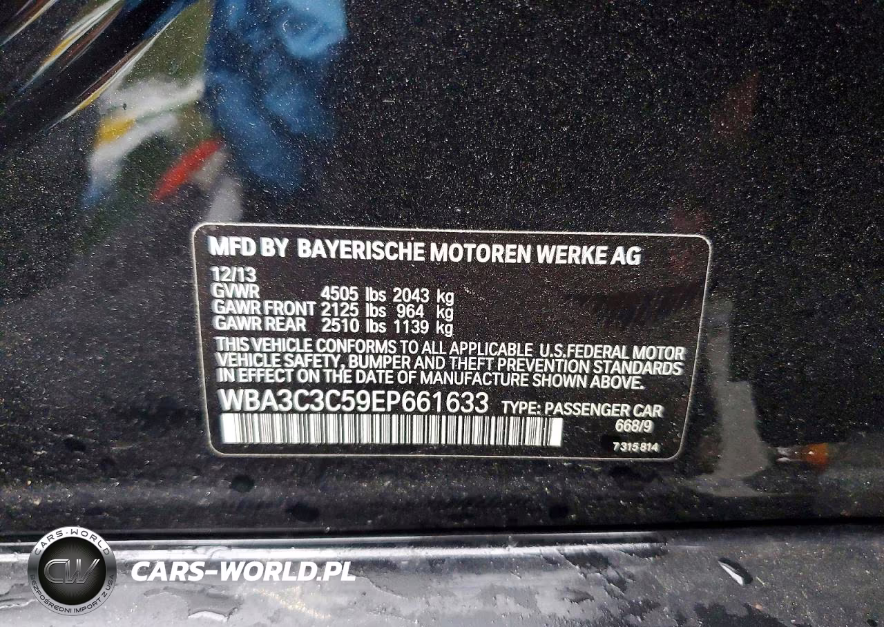 2014 BMW 320 I xDrive VIN:WBA3C3C59EP661633 - 12