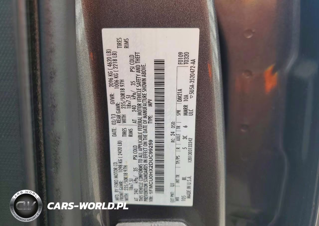 2013 Ford Escape Sel VIN:1FMCU0HX2DUC99259 - 13