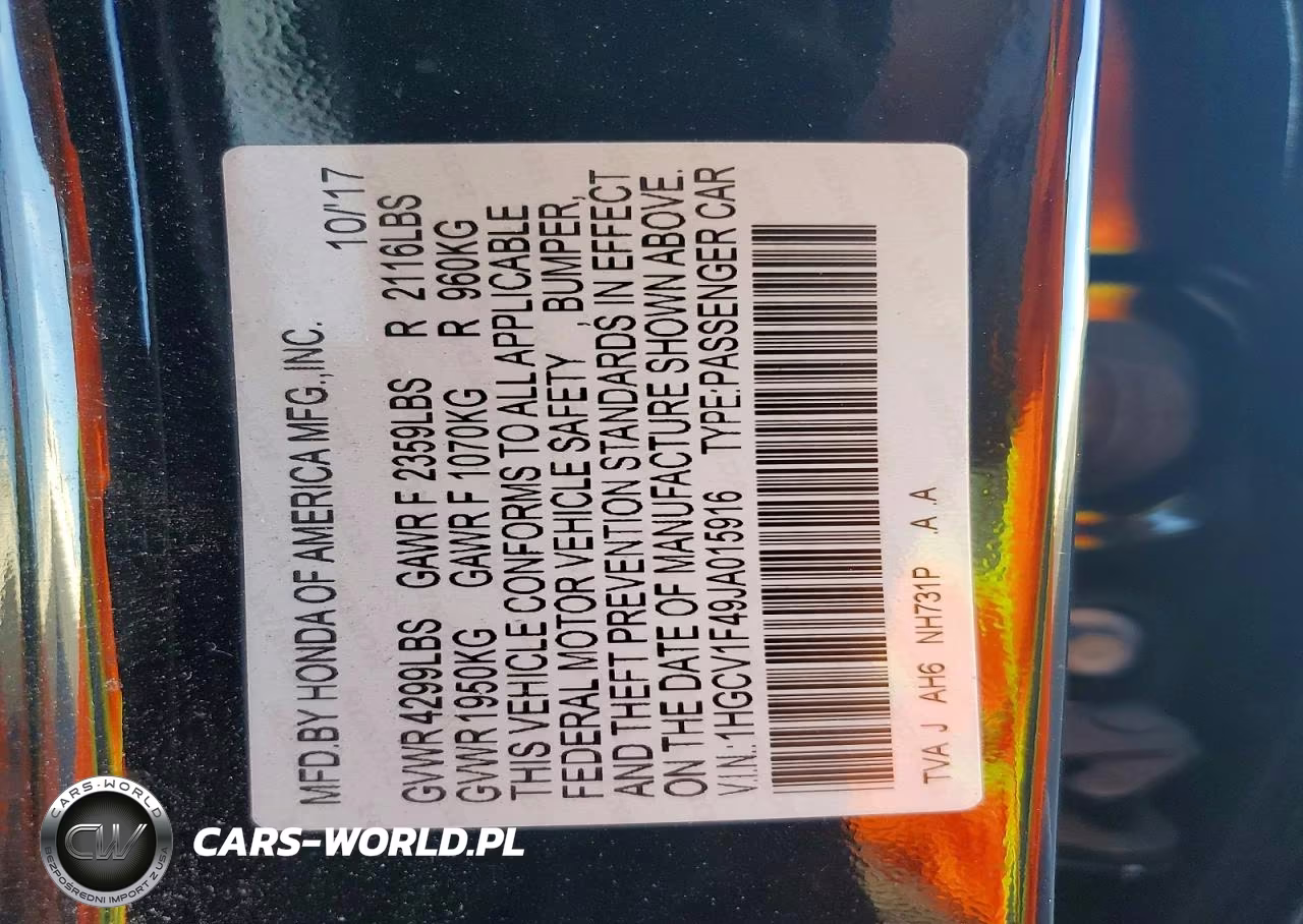 2018 Honda Accord Ex VIN:1HGCV1F49JA015916 - 12