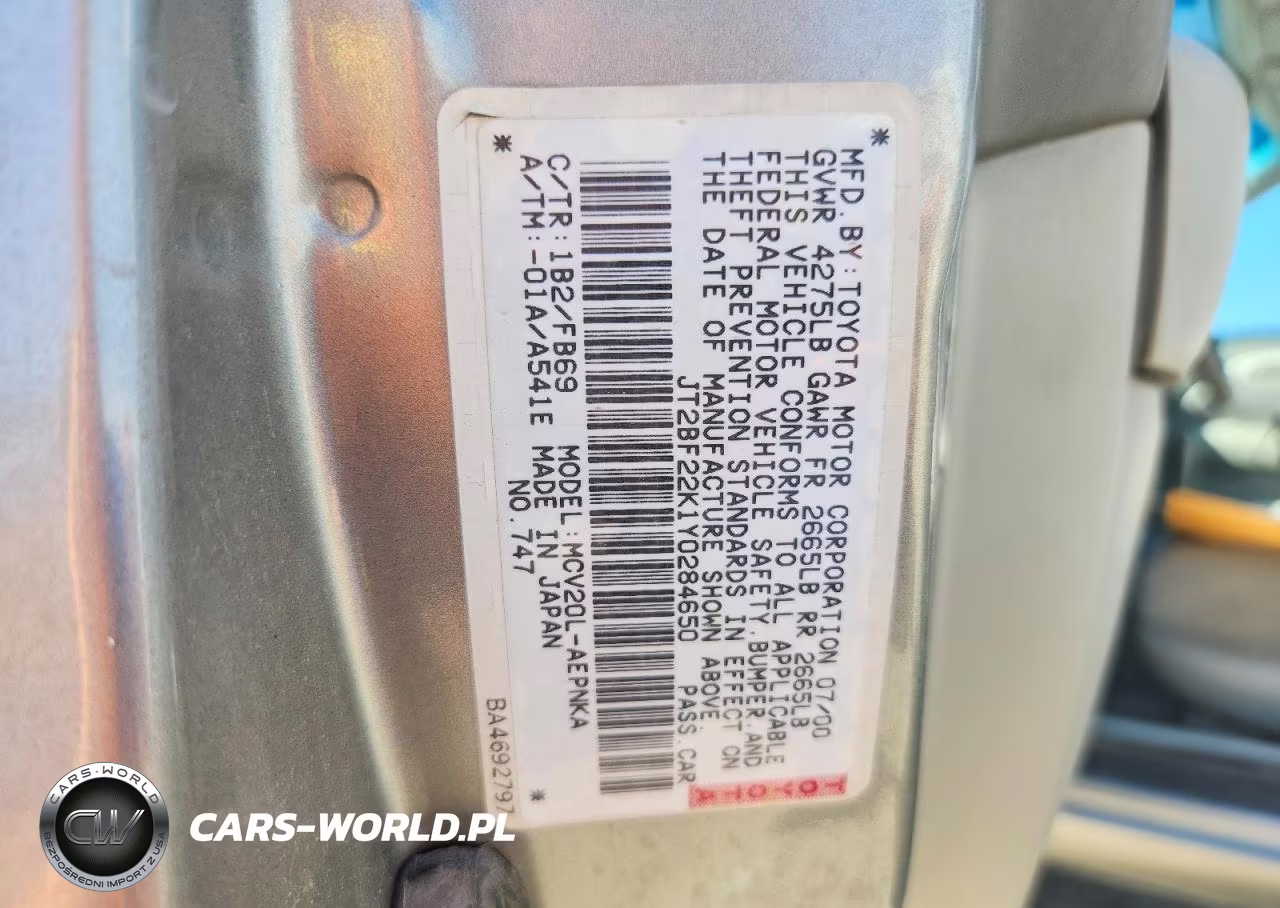 2000 Toyota Camry Le V6 VIN:JT2BF22K1Y0284650 - 12