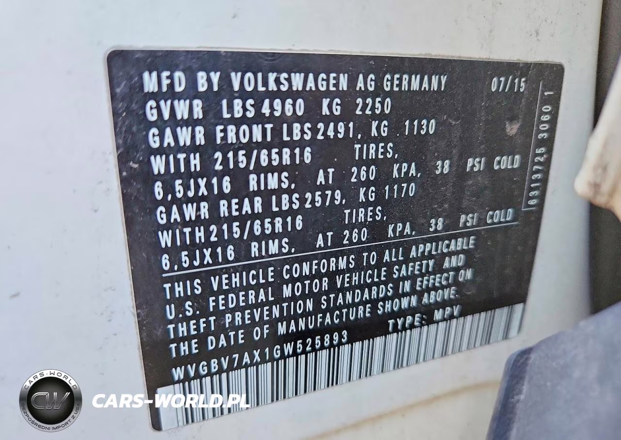 2016 Volkswagen Tiguan S VIN:WVGBV7AX1GW525893 - 13