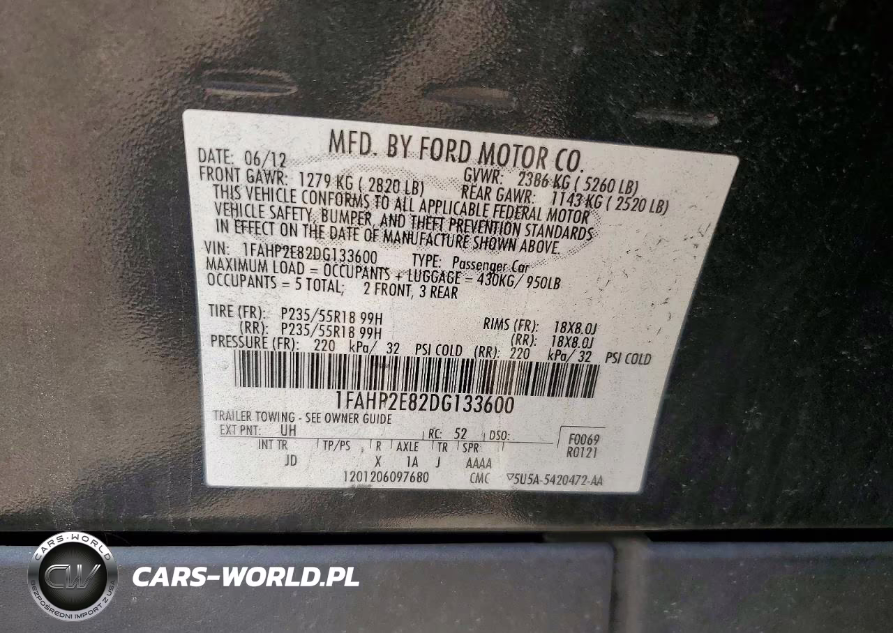 2013 Ford Taurus Sel VIN:1FAHP2E82DG133600 - 12
