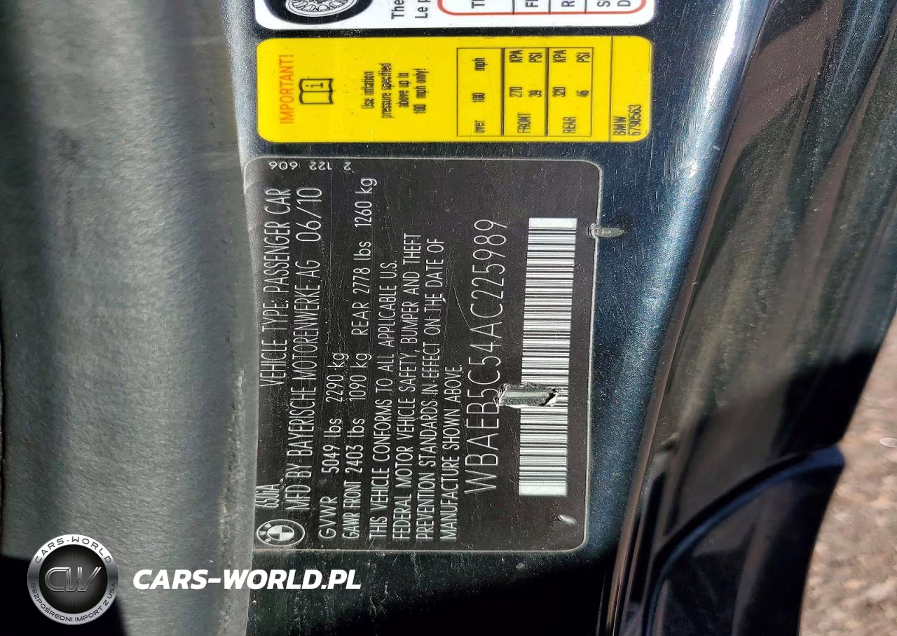 2010 BMW 650 I VIN:WBAEB5C54AC225989 - 12