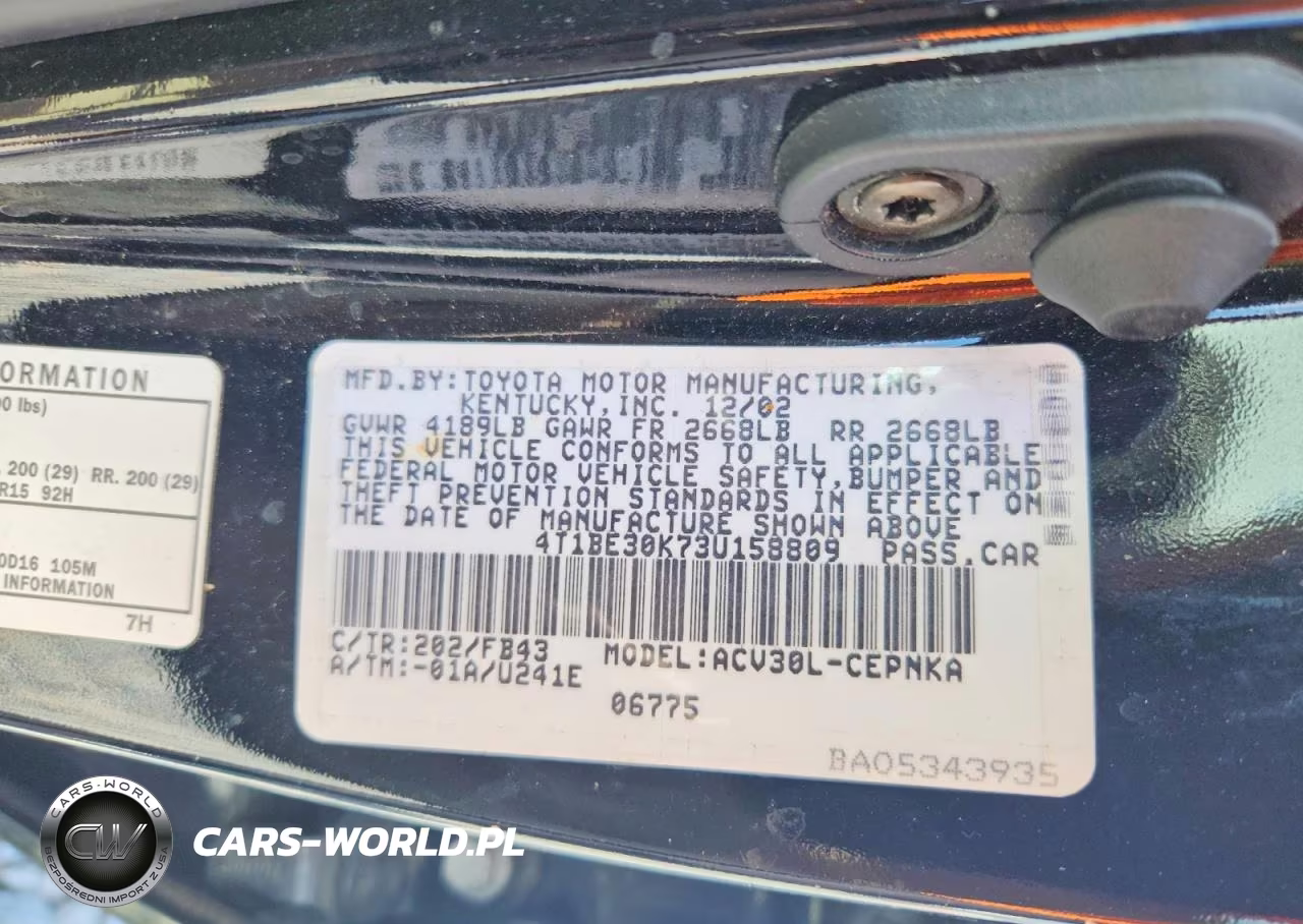 2003 Toyota Camry Le VIN:4T1BE30K73U158809 - 12
