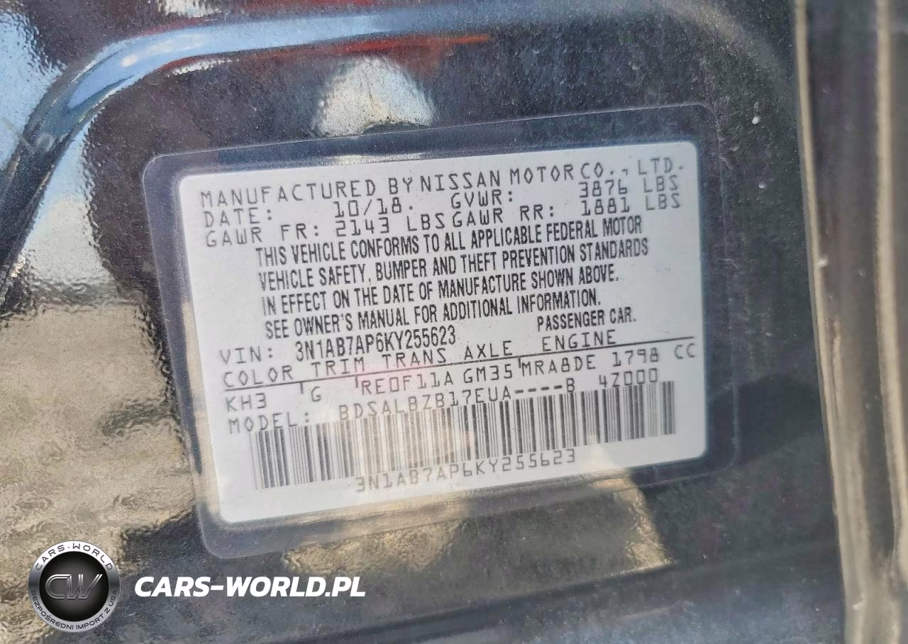2019 Nissan Sentra S VIN:3N1AB7AP6KY255623 - 13