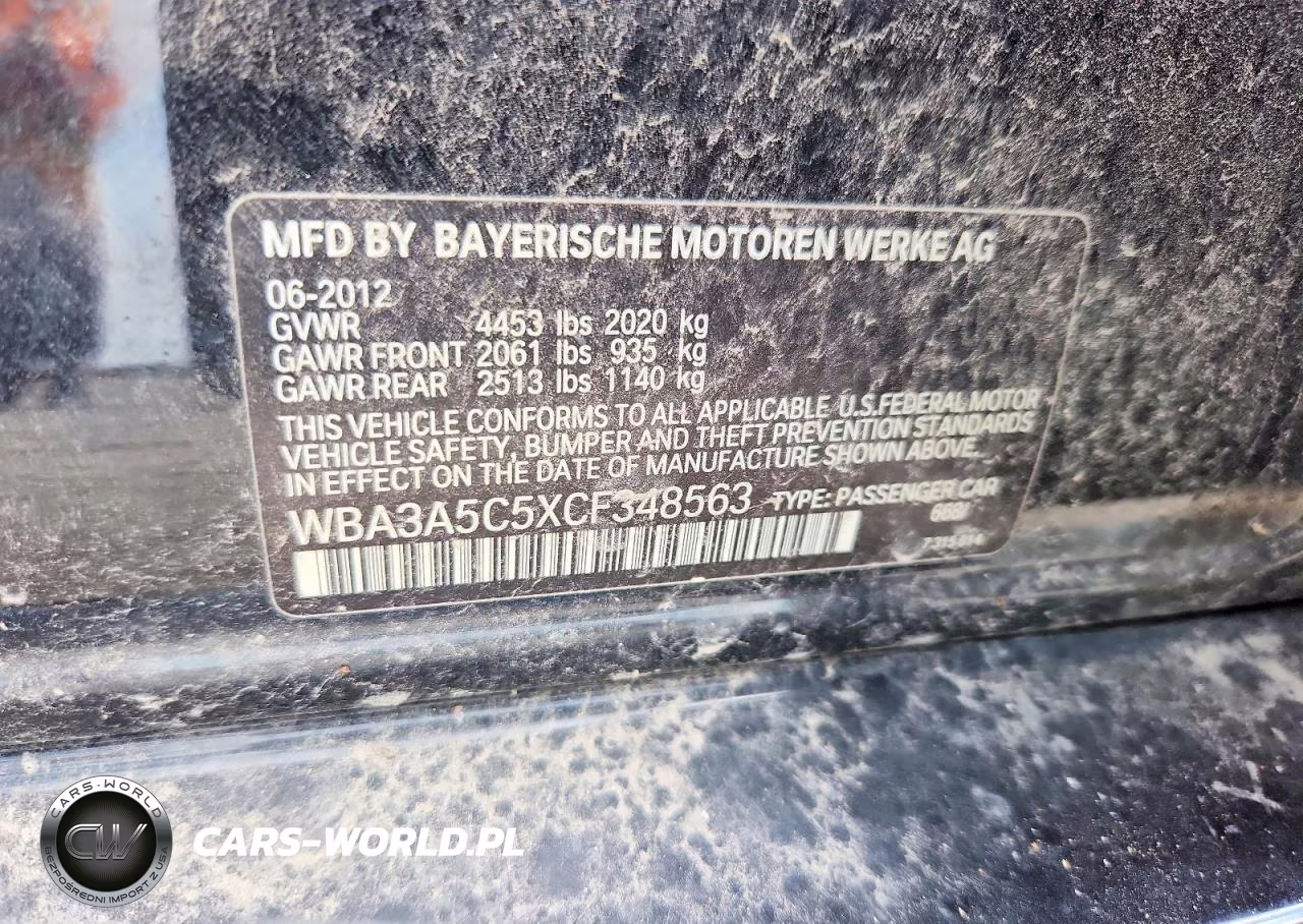 2012 BMW 328 I VIN:WBA3A5C5XCF348563 - 12