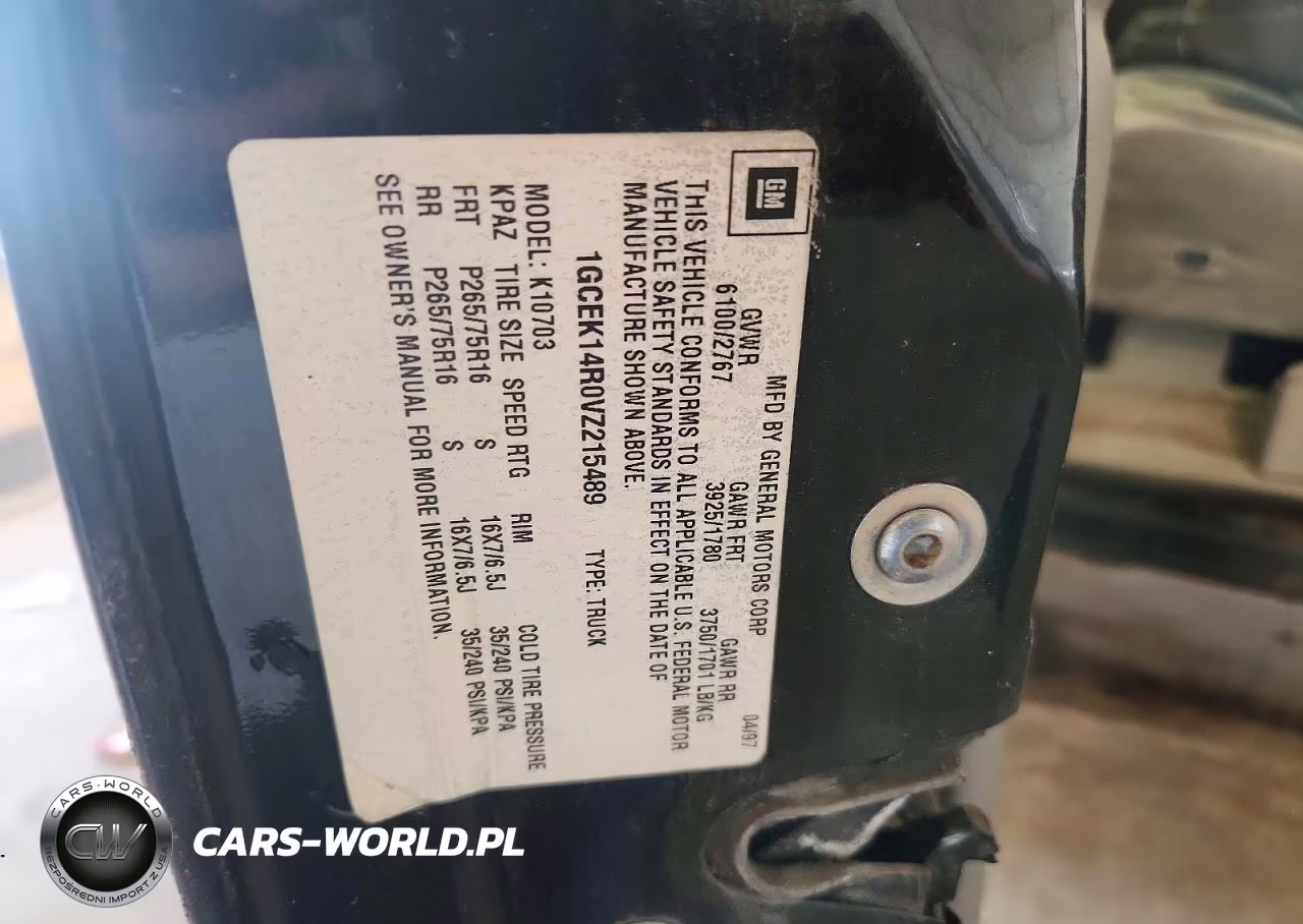 1997 Chevrolet Gmt-400 K1500 VIN:1GCEK14R0VZ215489 - 12