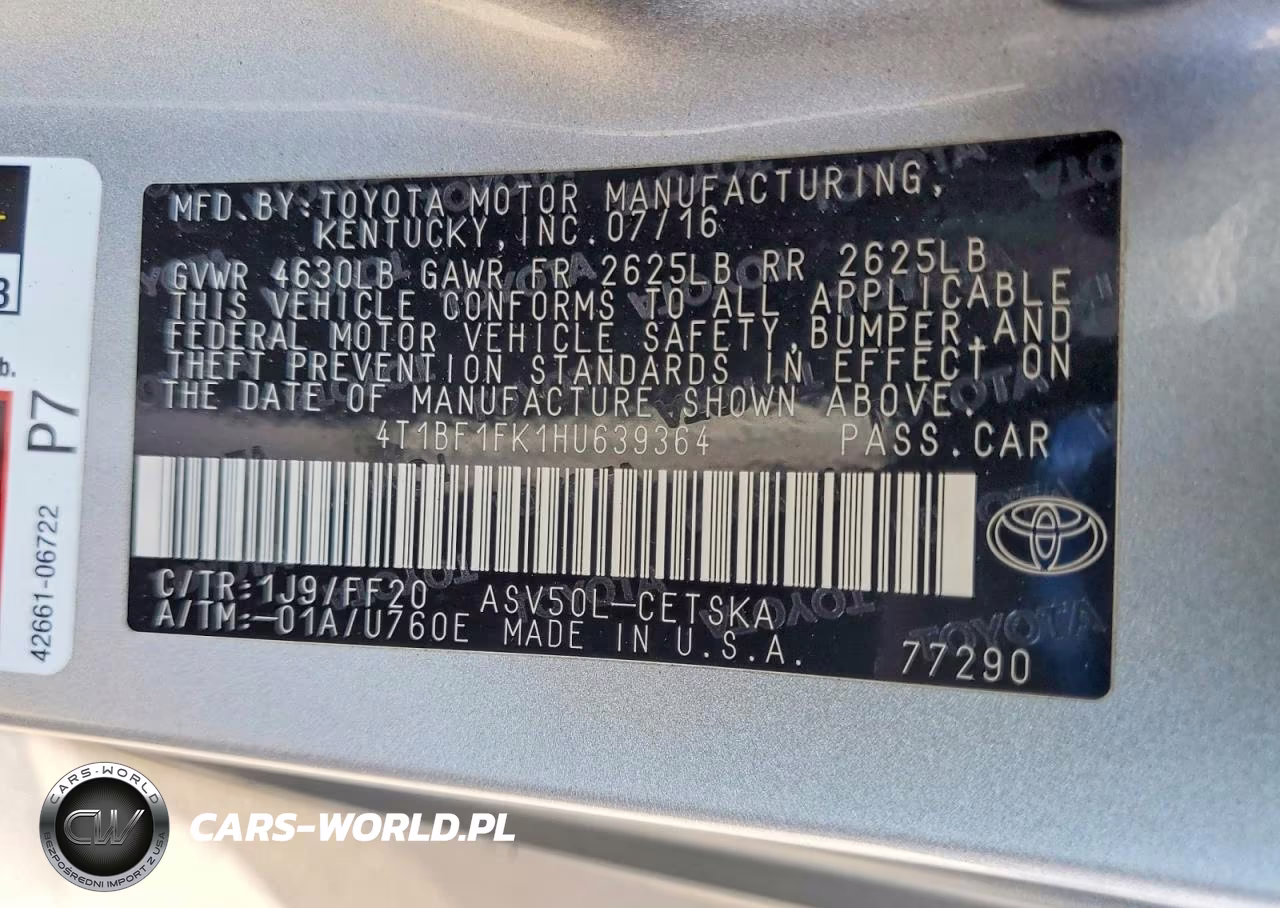 2017 Toyota Camry Se VIN:4T1BF1FK1HU639364 - 12