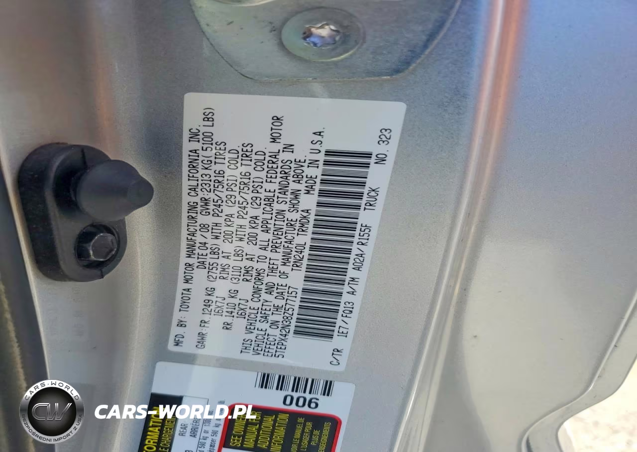 2008 Toyota Tacoma Base VIN:5TEPX42N38Z577157 - 12